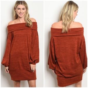 CLEARANCE ‼️MARLIN Rust/Earth Off shoulder - dress